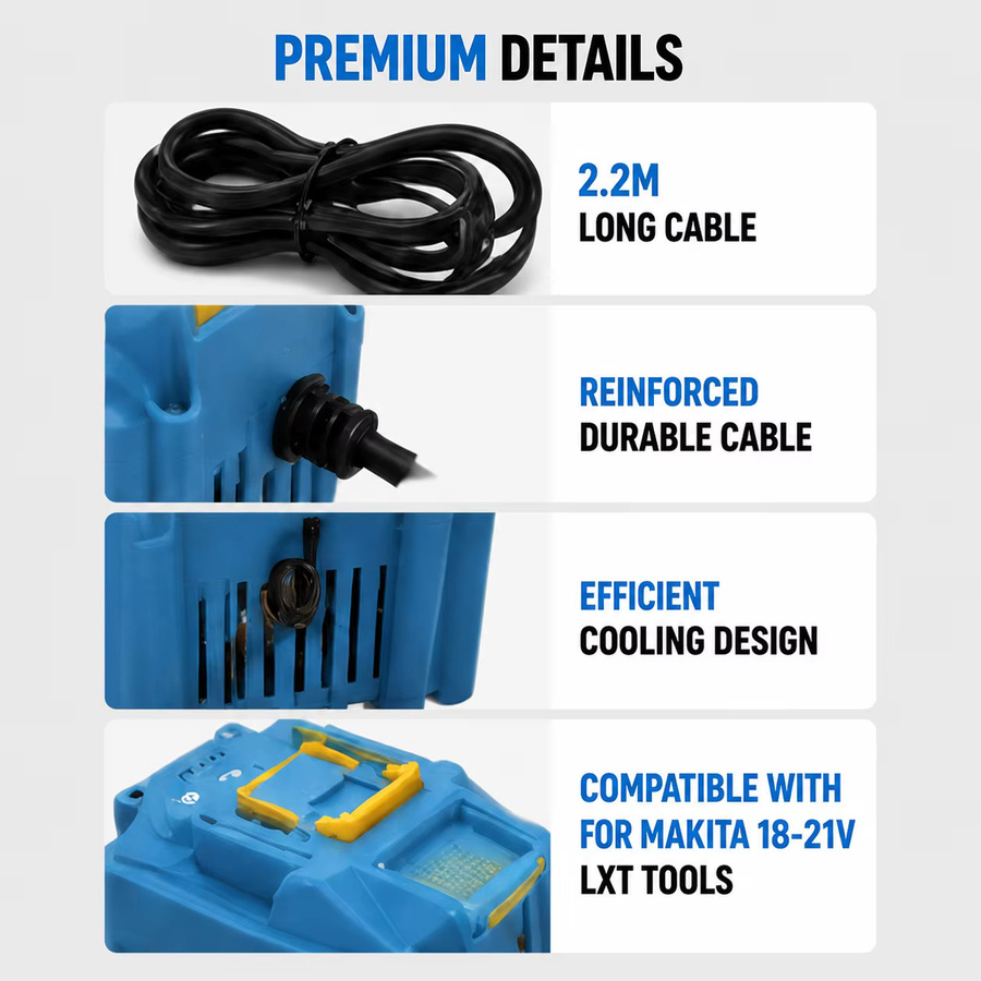 Makita 220V AC zu 20V DC Adapter für 18V Lithium-Batterie BL1830 Elektrowerkzeuge in Blau - Bild 4