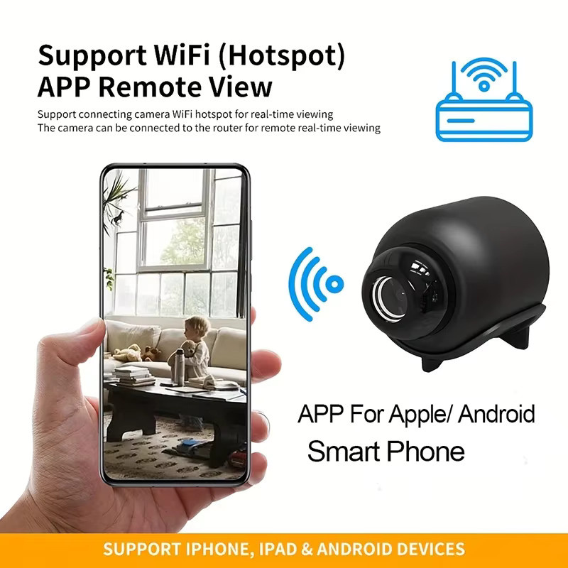 Regaton X5 Mini-Kamera 1080P mit Nachtsicht, Bewegungserkennung und WLAN in Schwarz - Bild 3