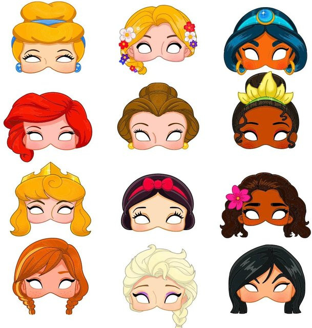 Disney Prinzessin Masken, Party Dekoration Set, 12 Stück, schwarz - Bild 1