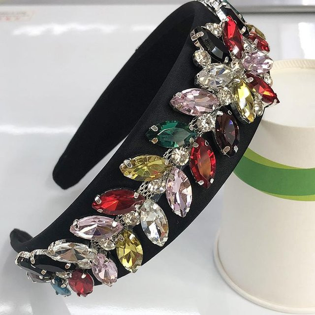 Haarband Barock, Buntes Glas, Strass, Damen, Mädchen, black - Bild 1