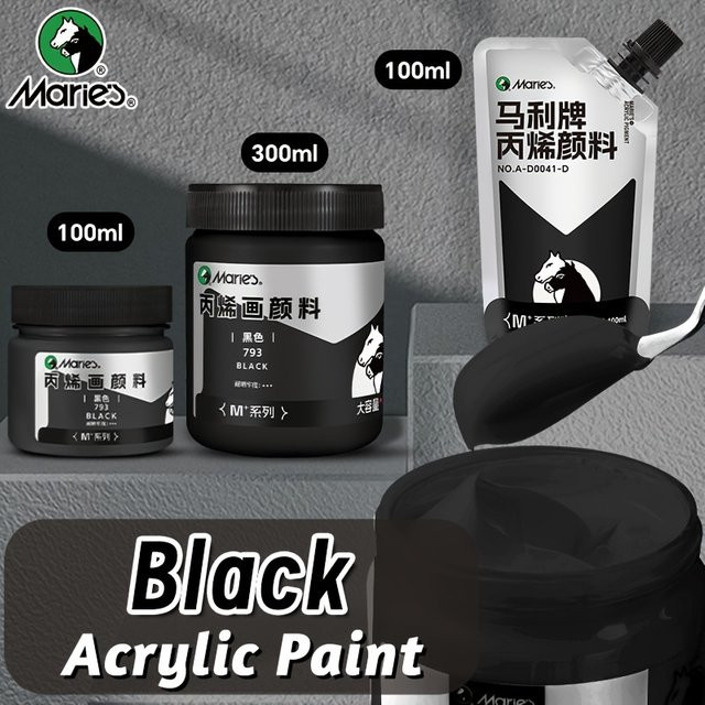 Marie's Acrylfarbe Schwarz mit cremefarbenem Texturpigment für Stein, Holz, Leinwand, Glas, Stoff und Wand, 100 ml oder 300 ml - Bild 1