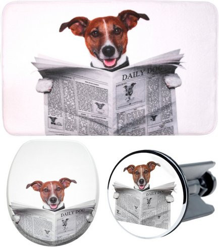 Sanilo Bad-Accessoire-Set 3-teilig Newspaper in Grau und Weiß - Bild 1