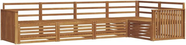 vidaXL Outdoor-Sofagarnitur 5-teilig aus Massivholz Akazie in Braun, L-Form mit Ecksofa und Mittelsofas - Bild 1