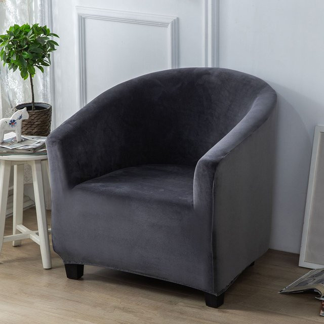 Yiran Furniture Sesselbezug aus Samt in Grau mit Halbkreis-Design, Breite: 60 cm, Tiefe: 40 cm - Bild 1