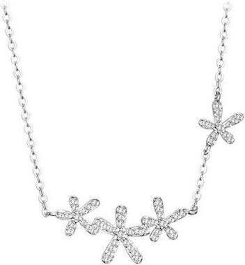 Halskette mit Kirschblüten Anhänger, 925 Silber, Zirkonia, Damen - Bild 1