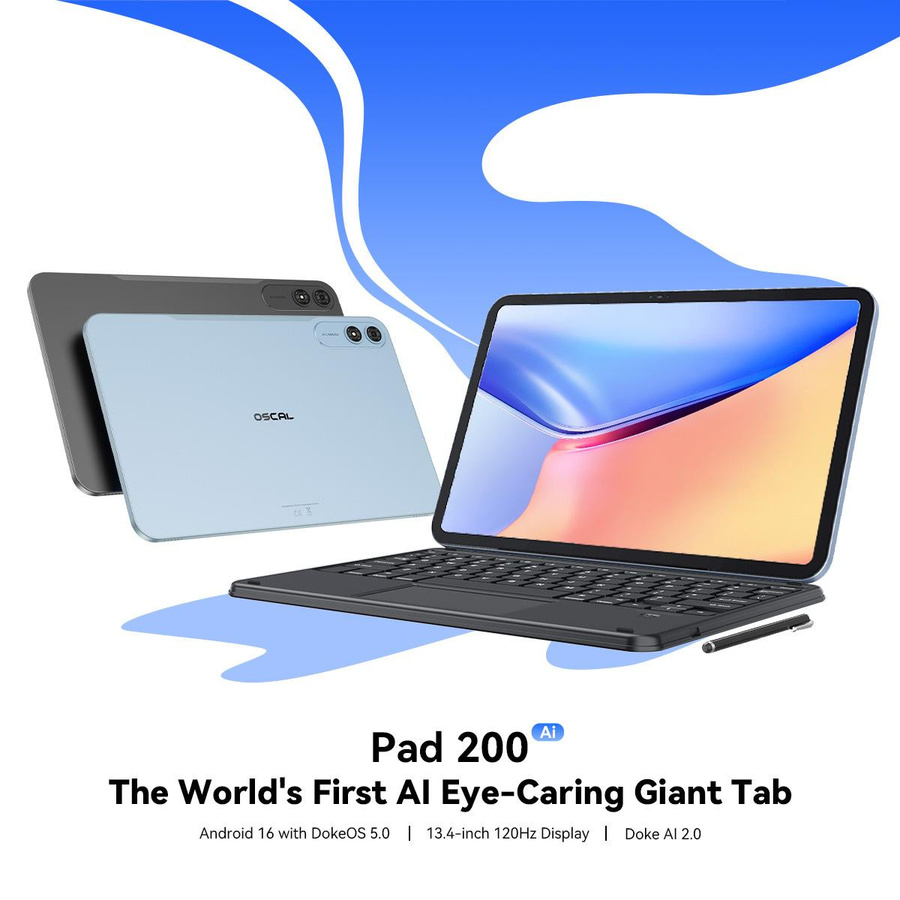 OSCAL Pad 200 Tablet mit 13,4 Zoll Full-HD+ Display, Android 16, 256 GB ROM, 24 GB RAM, 120Hz, Blau - Bild 2