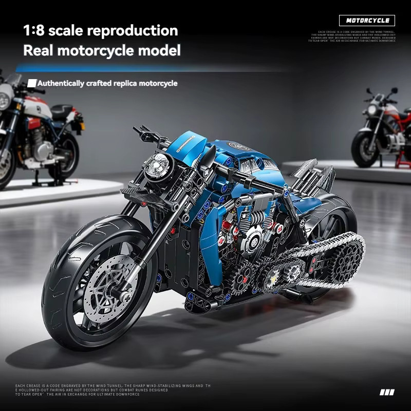 FUNXINEE Blaues Rennmotorrad, Bausatz, 1:8, 573 Teile - Bild 2