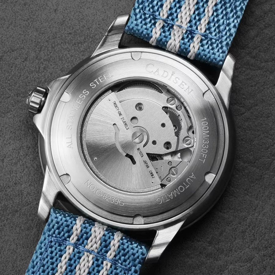 CADISEN Armbanduhr Automatik, Edelstahl, Textil/NATO, Herren - Bild 5