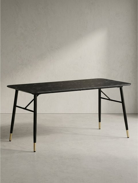 Moderner Esstisch von KADIMA DESIGN in Marmoroptik mit Metallgestell, Schwarz, B/T/H: 160 x 80 x 76 cm - Bild 1