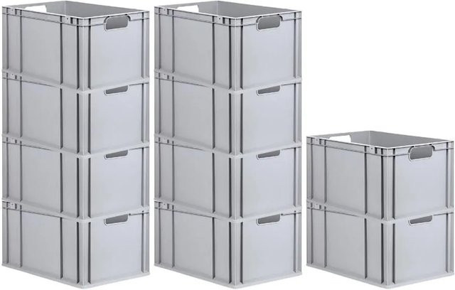PROREGAL Spar Set 10x Eurobox Nextgen Economy Transportboxen mit offenen Griffen, Grau, H x B x T: 32 x 40 x 60 cm - Bild 1
