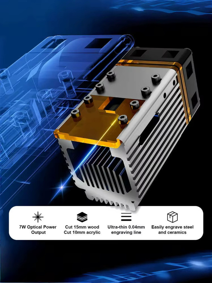 NEJE 7W A40630 Diodenlasermodul zum Laserschneiden und Gravieren mit 450-nm-Blaulicht und FAC-Technologie sowie TTL/PWM-Modulation - Bild 7