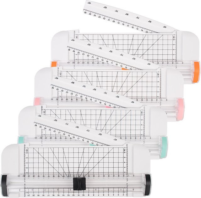 A5-Papierschneider mit bidirektionalem Gleit- und Ausziehlineal in Orange und Weiß für Büro und DIY-Projekte - Bild 1