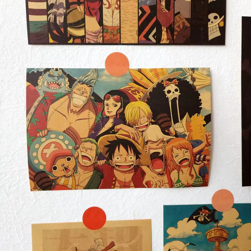 21-teiliges Bandai One Piece Anime Poster-Set mit Luffy in Vintage-Optik, mehrfarbige Wanddekoration aus Papier - Bild 4