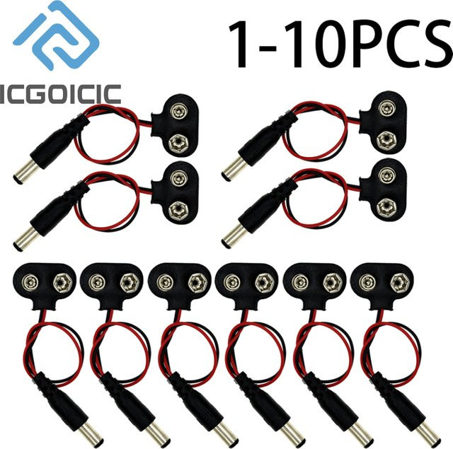 9V DC Batterie Power Kabel mit Barrel Jack Stecker für Arduino UNO R3 Mega2560 in Schwarz - Bild 1