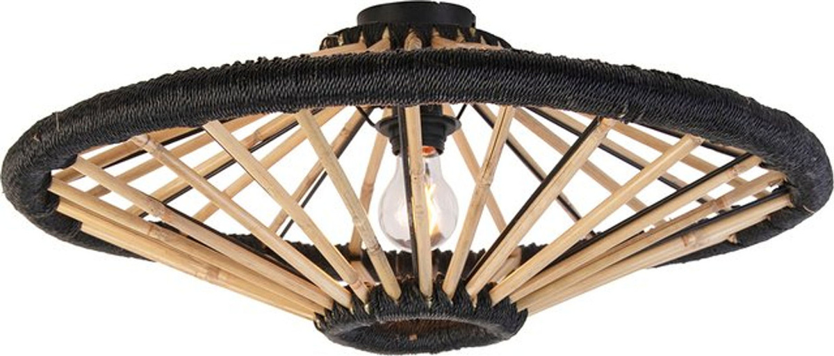 Qazqa Orientalische Deckenleuchte Evalin aus Bambus in Schwarz mit E27 Fassung, Durchmesser: 60 cm - Bild 1