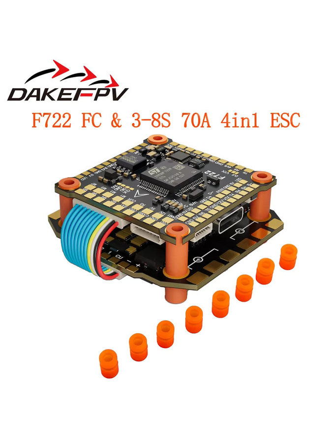 DAKEFPV F722 Flight Stack Flugsteuerung mit 55A/60A ESC und ICM42688 Gyro für FPV-Renndrohnen, Schwarz, Montagegröße: 30,5 x 30,5 mm - Bild 1