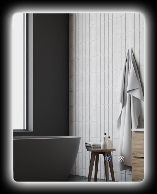 Aosom Rechteckiger LED-Badezimmerspiegel mit Beleuchtung und Antibeschlag-System, Weiß, B: 80 cm, H: 60 cm - Bild 1