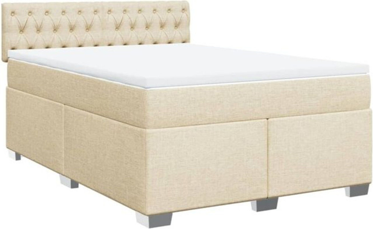 vidaxl Boxspringbett mit Matratze in Beige aus Stoff, B/T/H: 160 x 200 x 100,5 cm - Bild 1