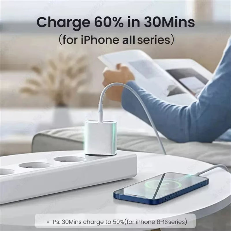 QWQ 40 W USB-C Schnellladegerät für iPhone in Weiß mit PD-Unterstützung für iPhone 16 15 14 13 12 11 Pro Max und weitere Modelle - Bild 5