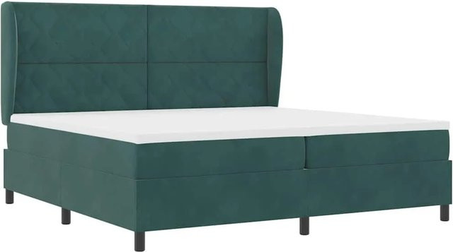 vidaXL Boxspringbett mit Matratze in Dunkelgrün aus Samt, B/T/H: 200 x 200 x 203 cm - Bild 1