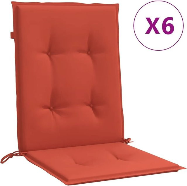 6er-Set vidaXL Niedriglehner-Auflagen aus Polyester in Melange Rot, B/T/H: 100 x 50 x 4 cm - Bild 1