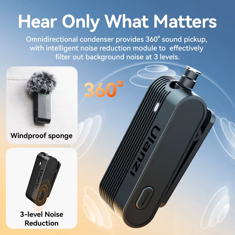 Ulanzi A100 Wireless Lavalier Mikrofon für Smartphone und Kamera in Schwarz - Bild 3
