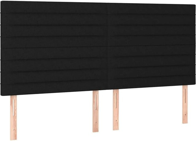 vidaXL LED Kopfteil Schwarz mit USB-Ladeport und integrierter Beleuchtung, Stoff, B: 180 cm, T: 5 cm, H: 118-128 cm - Bild 1