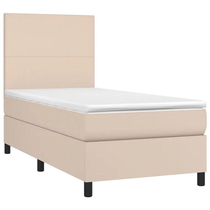 Vidaxl Kontinentalbett mit Matratze in Cappuccino, Polsterbett aus Kunstleder, B/T: 90 x 190 cm - Bild 2