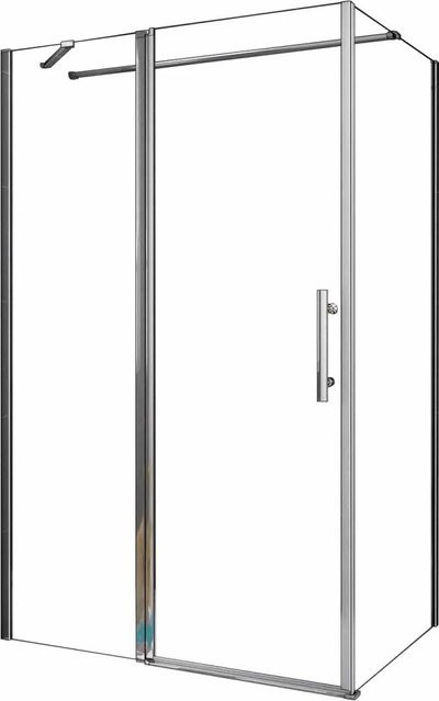 AICA Duschkabine Eckeinstieg mit Schwingtür und Seitwand, Farbe Klar, ESG-Glas 6mm mit Nano-Beschichtung, inklusive Stabilisierungsstange, B: 120 cm, H: 195 cm, Seitwand B: 76 cm, H: 195 cm, Stabilisierungsstange: 140 cm - Bild 1