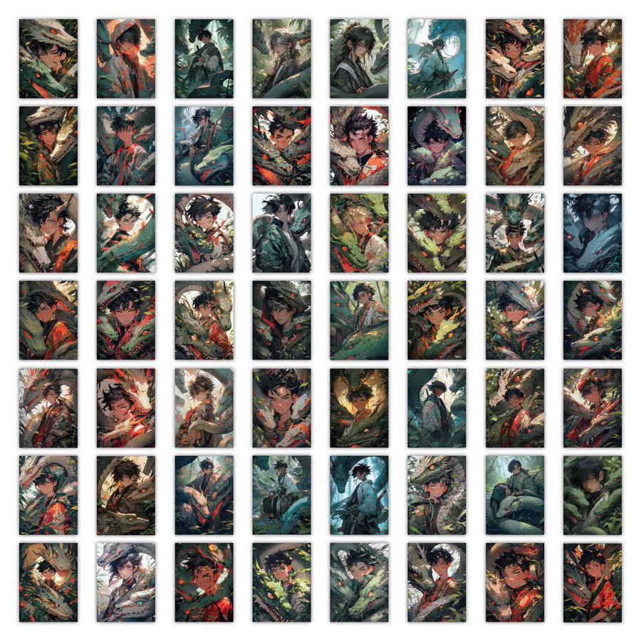 60 Stück Dragon Boy Aufkleber im antiken Stil, dekorative Sticker in Multicolor für Notizbücher, Handyhüllen und Tagebücher - Bild 3