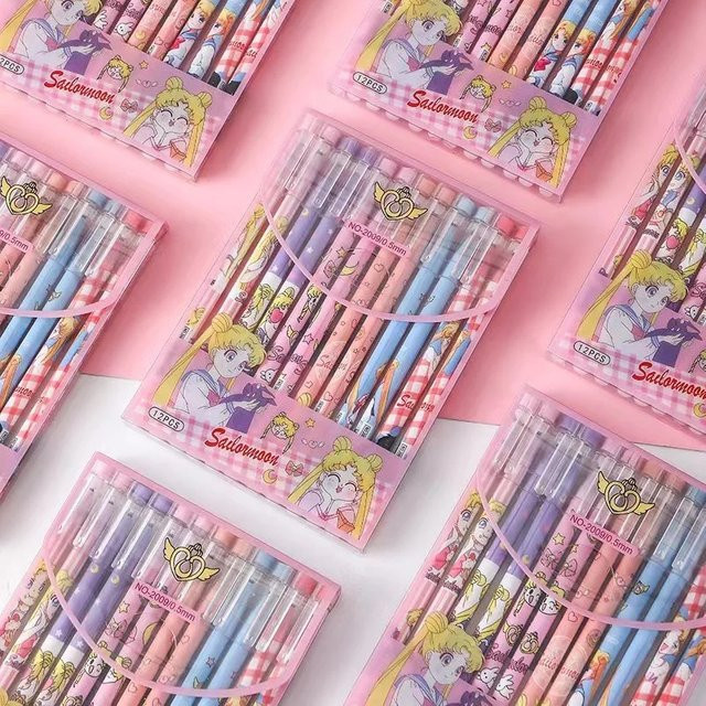 Bandai Sailor Moon Kawaii Gelstifte mit 0,5 mm Stiftmine in Schwarz und Multicolour für Schul- und Bürobedarf - Bild 1