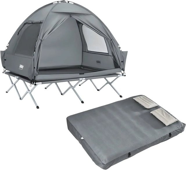 SoBuy Feldbett mit Campingzelt und Luftmatratze für 2 Personen, Grau - Bild 1