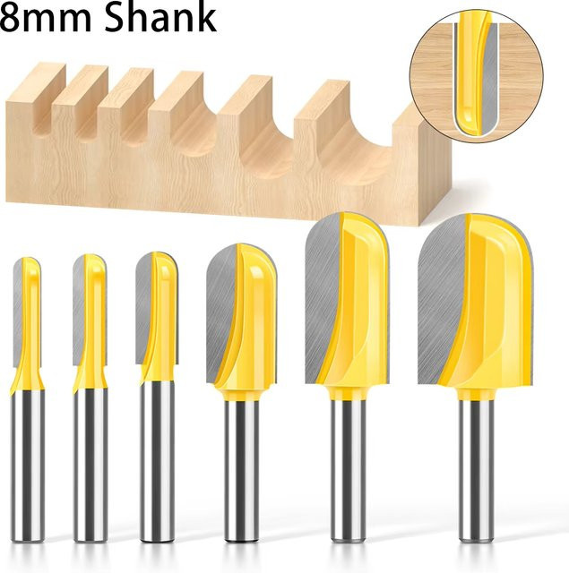 JGZUI Schaftfräser mit rundem Boden für Holzbearbeitung, 8 mm, Silber - Bild 1