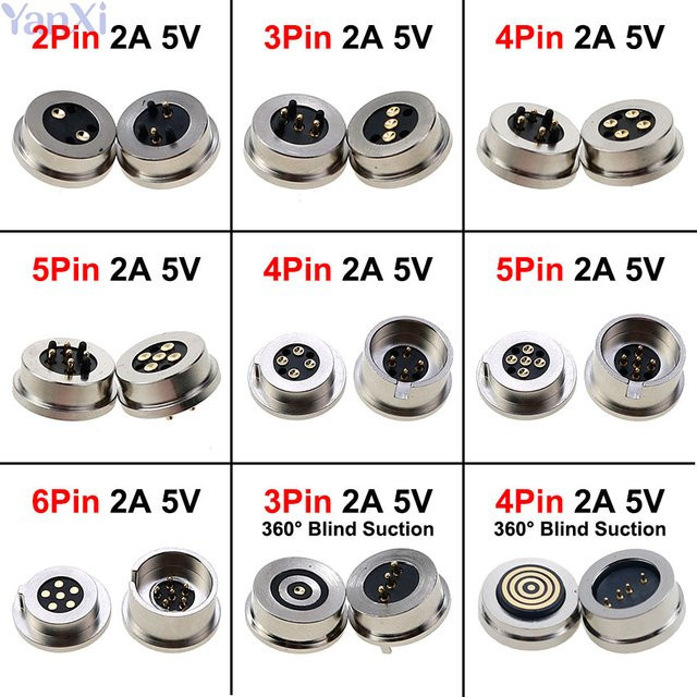 ChengHaoRan Magnet-Saugfeder-Pogo-Pin Stecker-Buchse-Sonde Set, 2/3/4/5/6-polig, wasserdichter DC-Magnetanschluss für Ladekabel, Silber - Bild 1