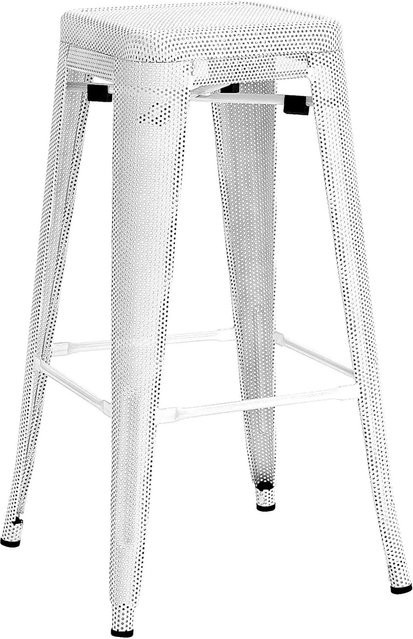 CLP Barhocker Etowah in Weiß mit Stoffbezug und Metallgestell, stapelbar, Industrial Design - Bild 1