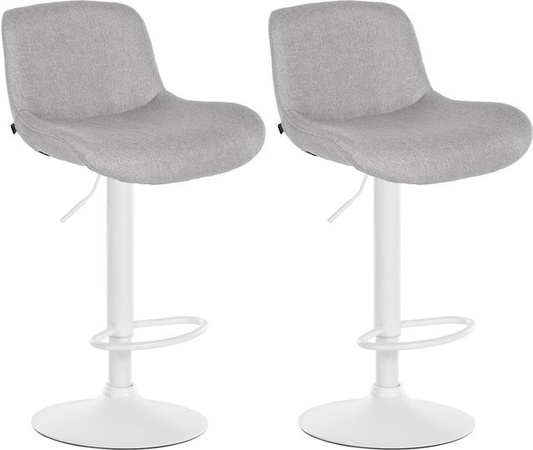 CLP 2er Set Barhocker Solon Weiß, höhenverstellbare und drehbare Barstühle mit Rückenlehne aus Samt oder Stoff in modernem Design