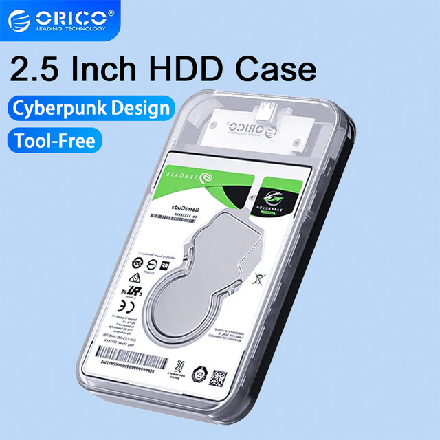 ORICO Externes 2,5-Zoll HDD SSD Festplattengehäuse mit Cyberpunk-Design, SATA 5Gbps, USB-C, transparent - Bild 1