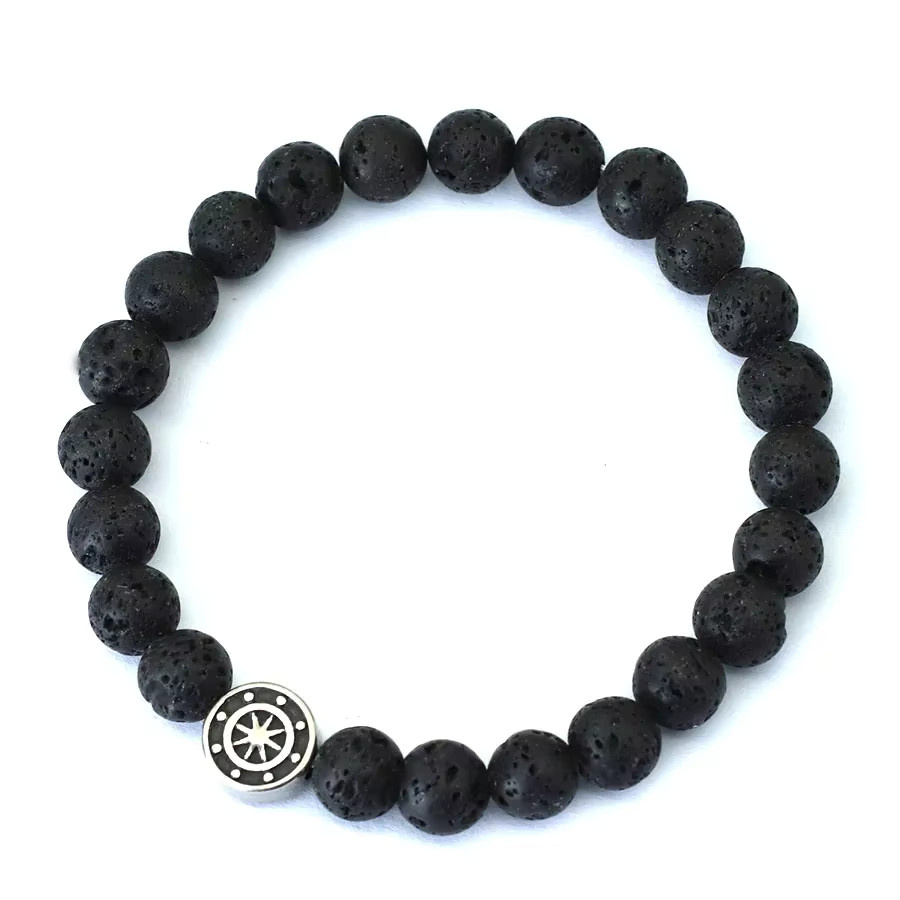 Noter Armband, Vulkangestein, Edelstein, Schwarz, Herren - Bild 2