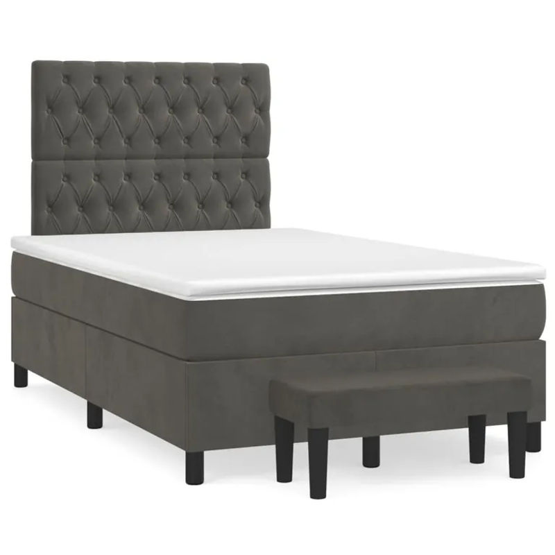 vidaXL Boxspringbett mit Matratze in Dunkelgrau aus Samt, B/T: 120 x 200 cm - Bild 2