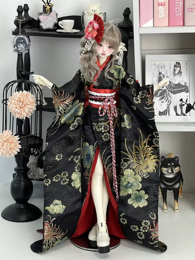 52TOYS Puppenkleidung, Outfit, 1/4 Größe, BJD, japanischer Stil, Showa-Kimono-Stoff, Kleidungsset, Zubehör, Bunt / Mehrfarbig - Bild 5