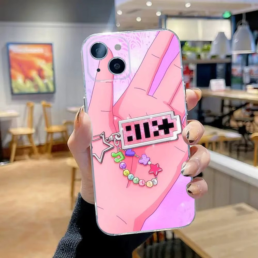 Transparente Silikon Handyhülle für iPhone 11, 12, 13, 14, 15 und Modelle wie Pro, Max, Plus, SE oder Mini im KPOP I-ILLIT Design - Bild 2