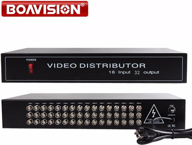 BOAVISION HD Video Splitter Distributor mit 16 Eingängen und 32 Ausgängen, unterstützt 720P/1080P AHD, HDCVI, HDTVI, Schwarz - Bild 1