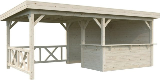 Palmako Pavillon Lenna Set 310 aus Fichtenholz in Braun mit Pultdach, B/H/T: 588 x 245 x 300 cm - Bild 1