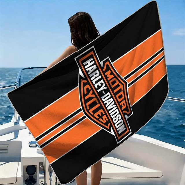 Harley-Davidson Strandtuch aus ultrafeiner Faser, schnelltrocknend und saugfähig, Schwarz, B/H: 75 x 150 cm - Bild 1