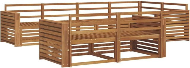 vidaXL Outdoor-Sofagarnitur 7-teilig aus Akazienholz in Braun mit L-Form und Polstern - Bild 1
