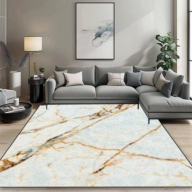 Karpetti Geometrischer Teppich Modern Weiß, Rutschfest und Waschbar, B/T: 160 x 300 cm - Bild 1