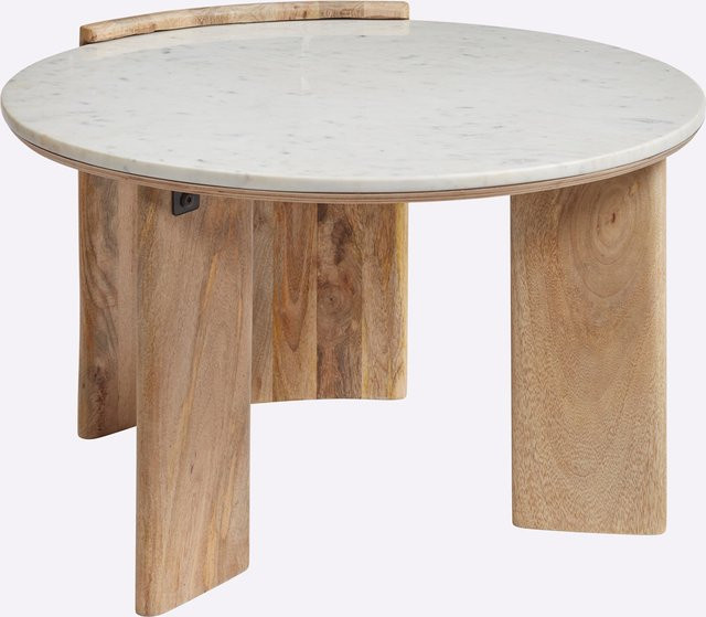 Couchtisch von Heine Home aus Mangoholz und Marmorstein in Weiß B/T/H: 70 x 70 x 45 cm - Bild 1