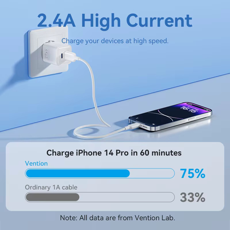 Vention USB-auf-Lightning-Kabel in Pink für iPhone und iPad mit Schnellladefunktion 2,4 A - Bild 3