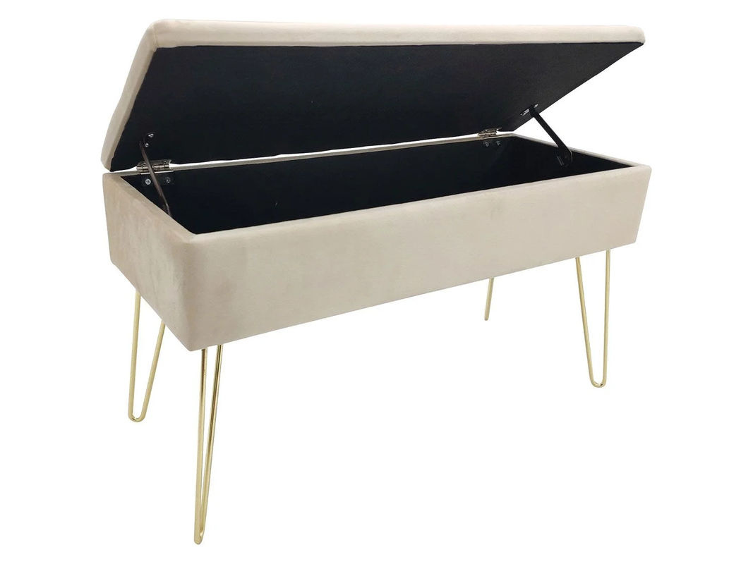 ECHTWERK Sitzbank Scarlett in Beige mit Samtbezug, B/T/H: 75 x 30 x 42 cm - Bild 3