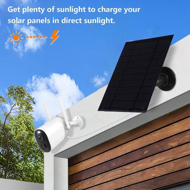 Viugreum Solar Panel Ladegerät mit USB-C Anschluss, 6W Mehrzweck Solar Ladepanel in Schwarz - Bild 1